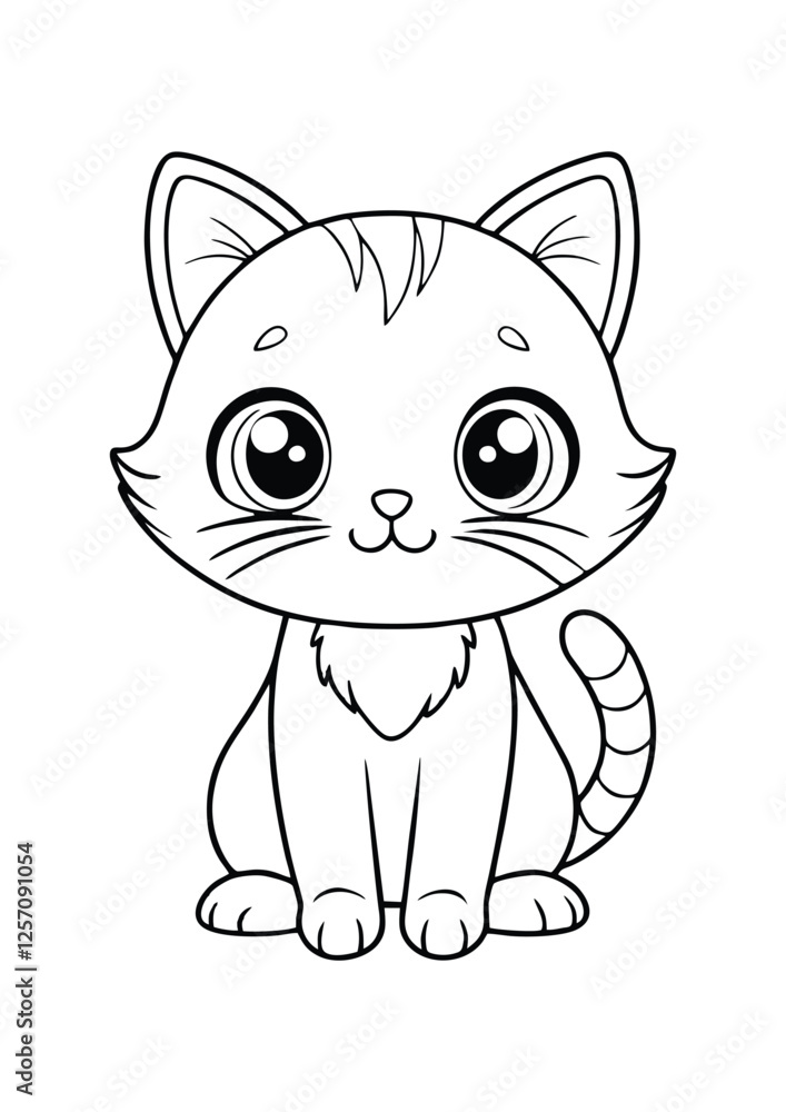 coloring page, simple black lineart illustration of a cute cat on white background. coloring page ready for print coloring page, simple black lineart illustration of a cute cat on white background. coloring page ready for print