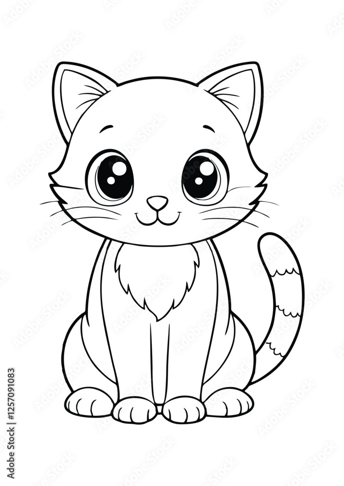 coloring page, simple black lineart illustration of a cute cat on white background. coloring page ready for print coloring page, simple black lineart illustration of a cute cat on white background. coloring page ready for print