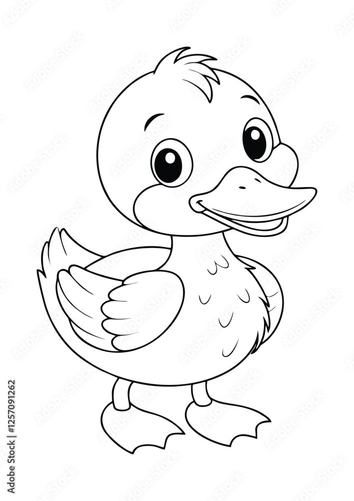 coloring page, simple black lineart illustration of a cute duck on white background. coloring page ready for print coloring page, simple black lineart illustration of a cute duck on white background. coloring page ready for print