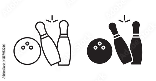 Bowling icon set in thin line. vector illustrations for web