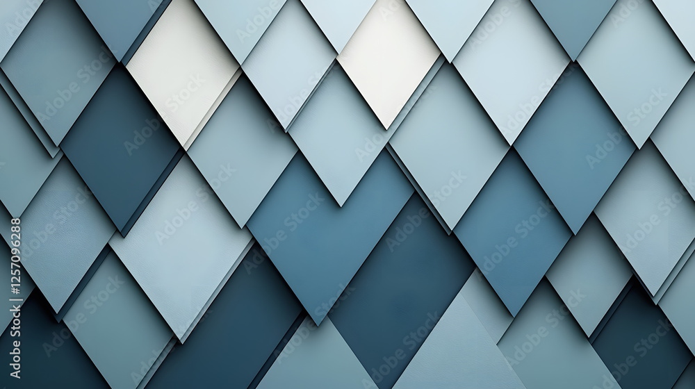 Fototapeta premium Geometric blue and white textured background with overlapping diamond shapes creating a modern design.