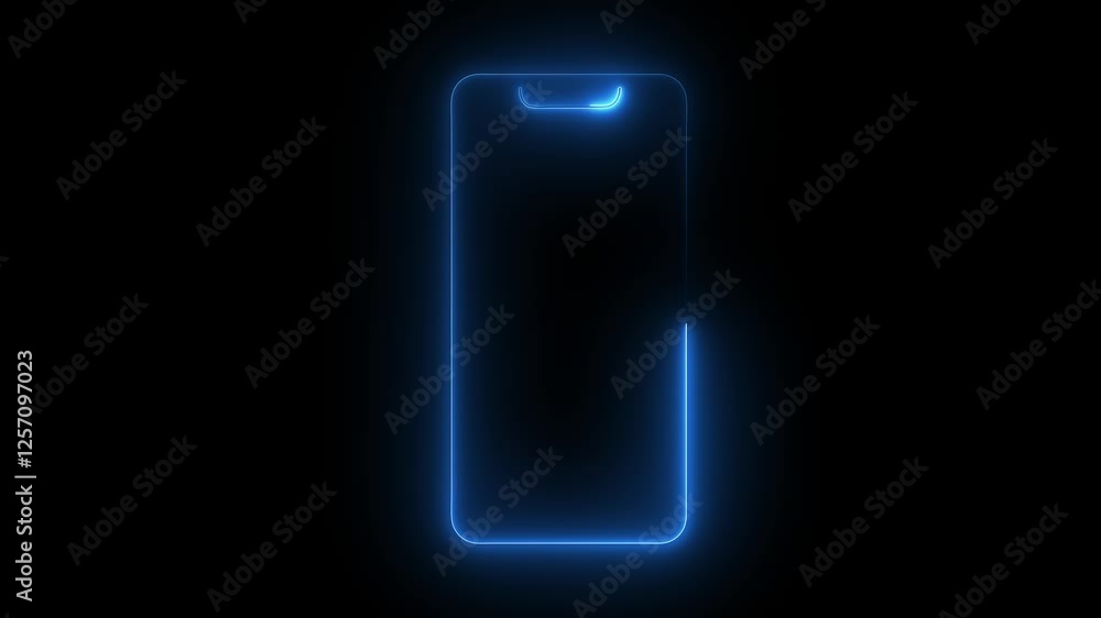 Neon shine mobile phone icon animation on background. Mobile device and gadget concept. Glowing call icon isolated on black background. Neon shine mobile phone icon animation on background. Mobile device and gadget concept. Glowing call icon isolated on black background.