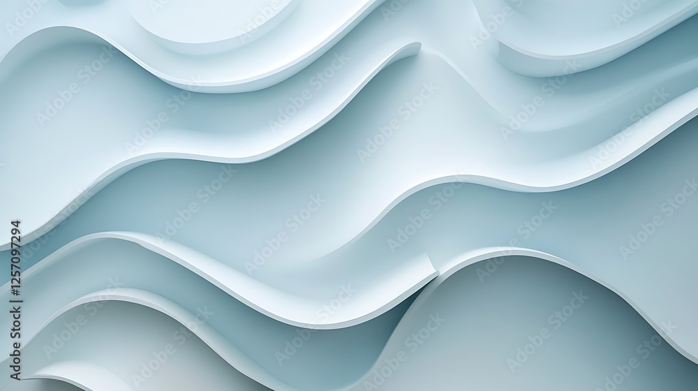 Obraz premium Abstract Pale Blue Wavy Layers Design