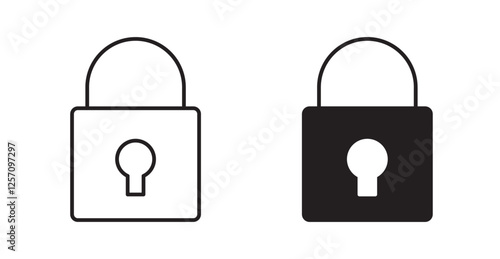 Lock icon set in thin line. vector illustrations for web