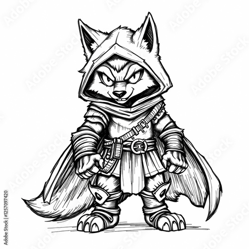 Wallpaper Mural Hand-Drawn wolf assasin character Torontodigital.ca