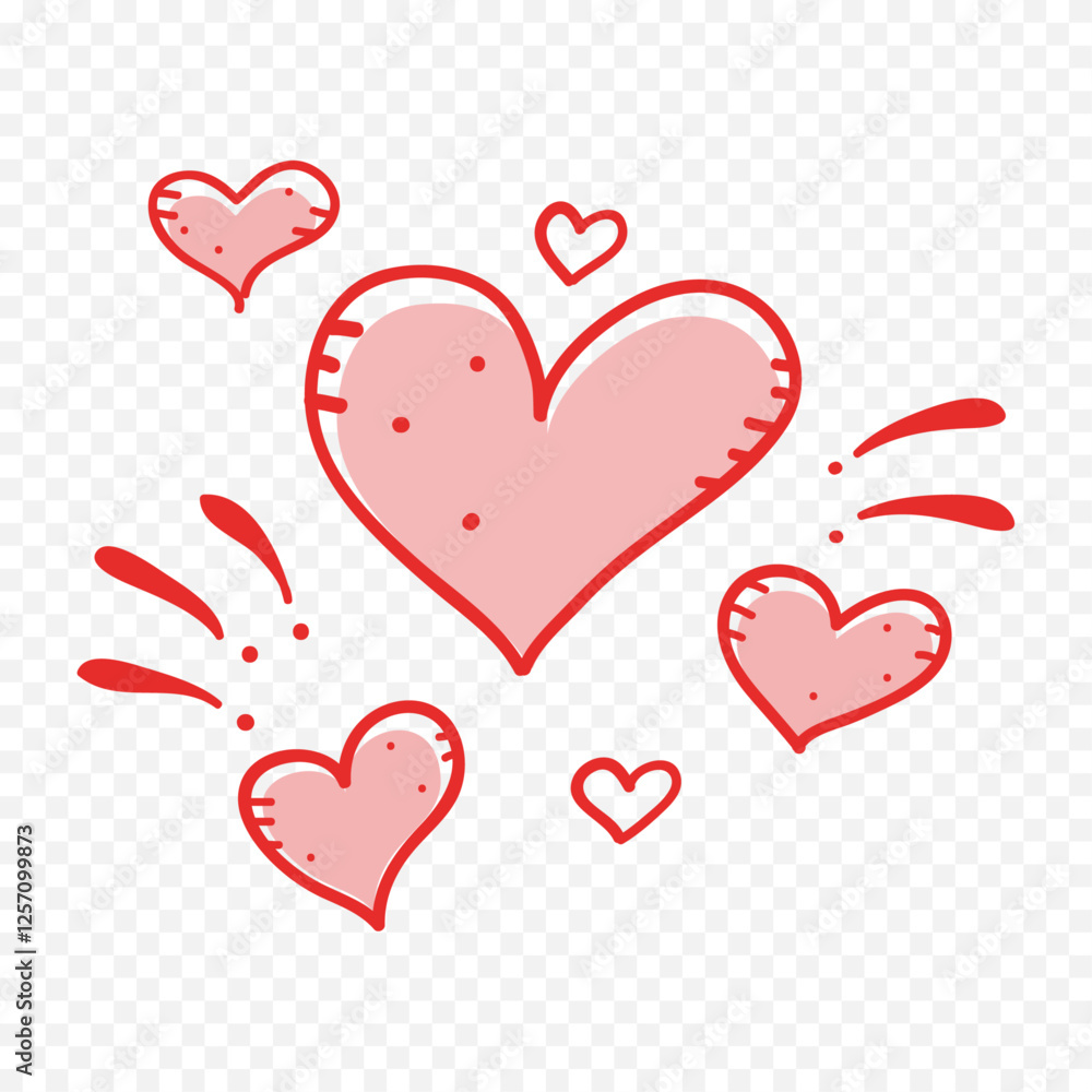 Doodle hand drawn heart drawing on white background Doodle hand drawn heart drawing on white background