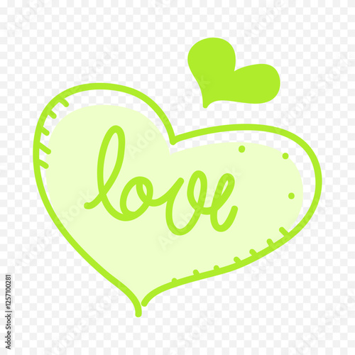 Doodle hand drawn heart drawing on white background