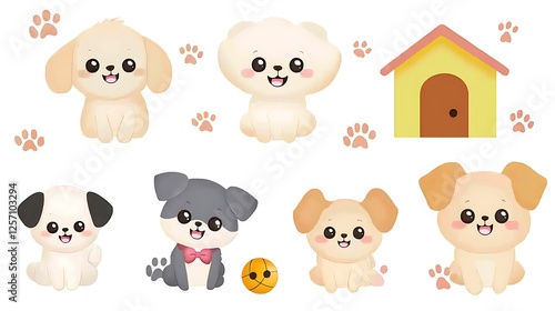Adorable Kawaii Dog Clip Art Set