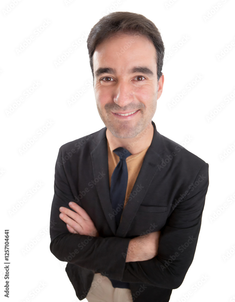 Portrait of only one Man. White Background. Portrait of only one Man. White Background.