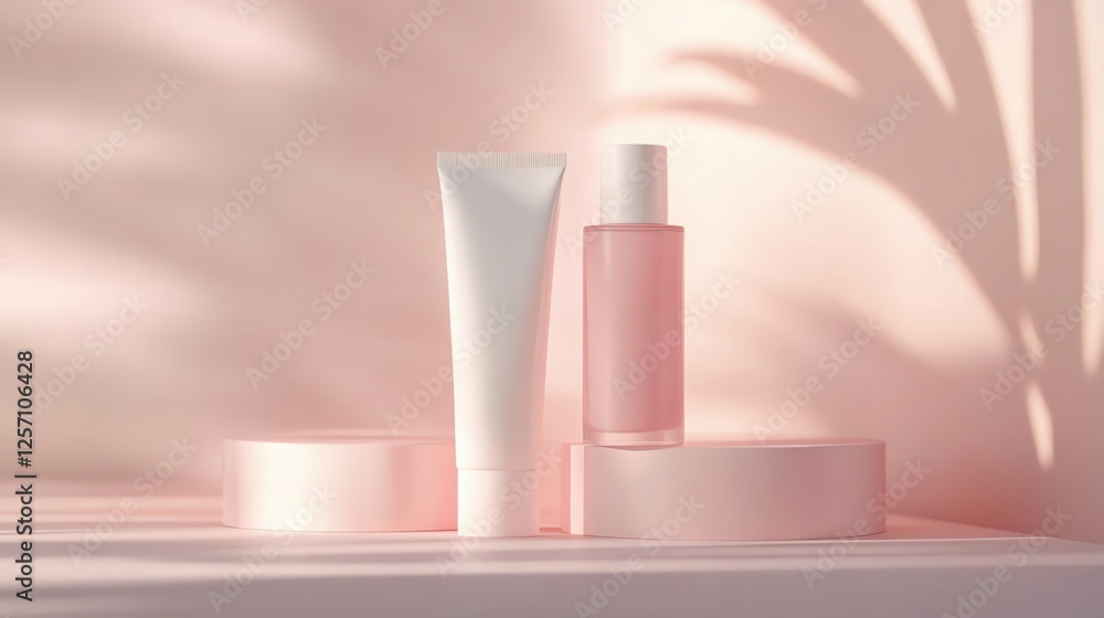 Elegant skincare products on a soft background. Elegant skincare products on a soft background.
