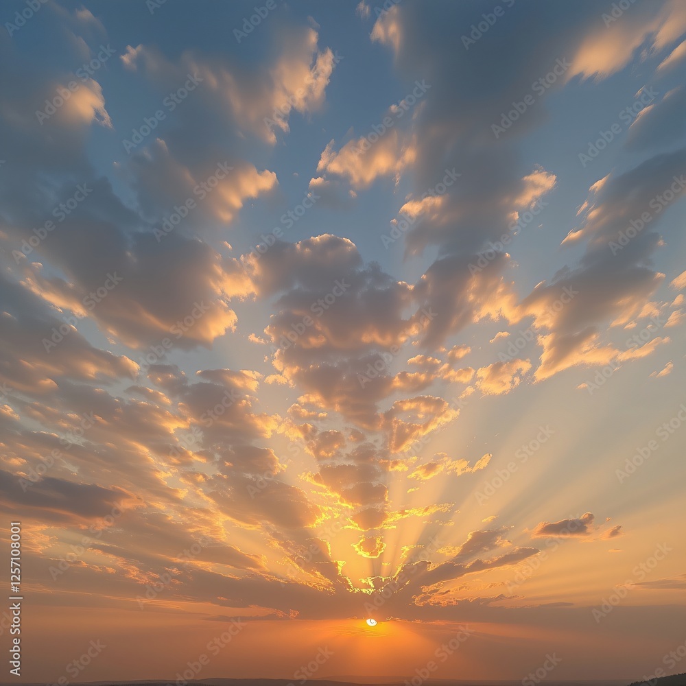 Fototapeta premium Sunset analyzes natural environment with vibrant orange and blue hues
