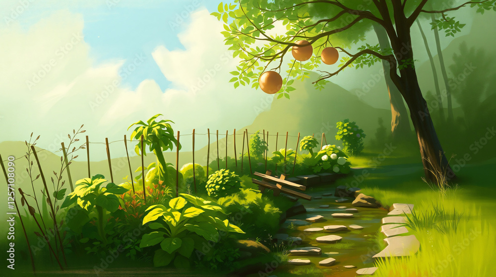 Fototapeta premium vegetable garden by the river