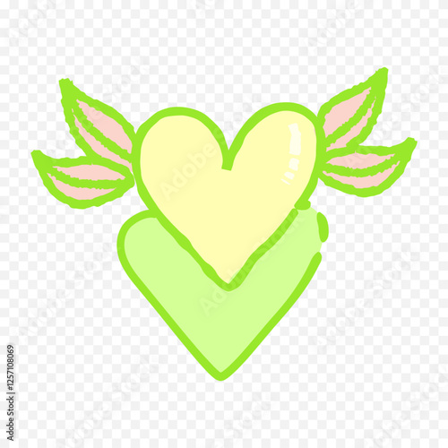 Doodle hand drawn heart drawing on white background