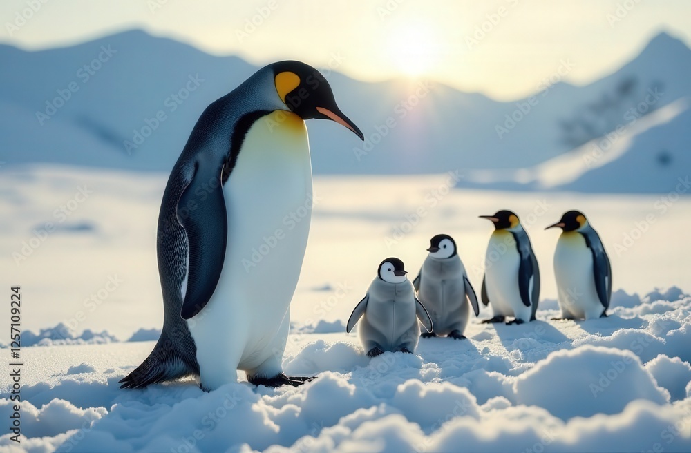 Obraz premium Penguins in the snow . Wild birds