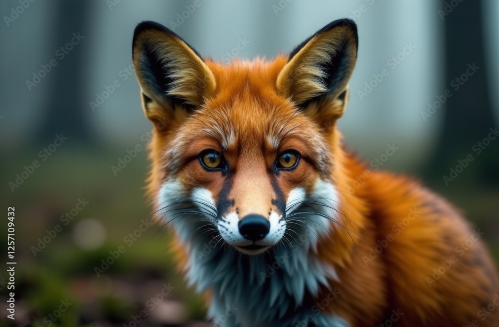Fototapeta premium Portrait of a fox on a forest background