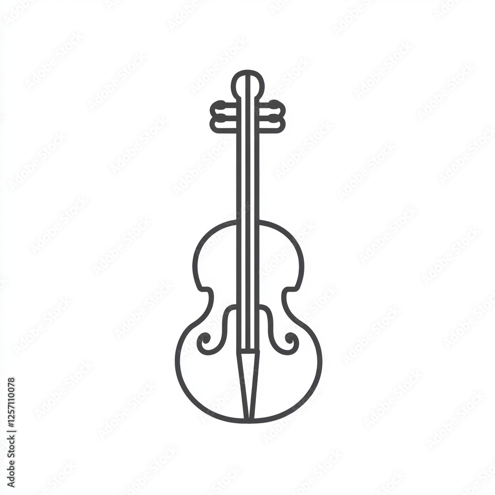 Fototapeta premium Outline drawing of a cello a stringed instrument