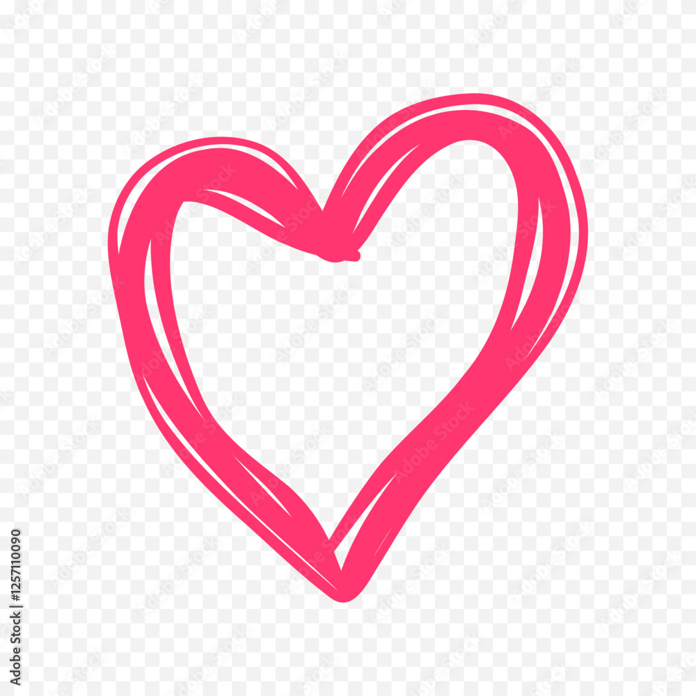 Doodle hand drawn heart drawing on white background Doodle hand drawn heart drawing on white background