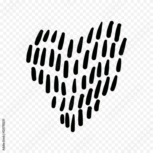 Doodle hand drawn heart drawing on white background
