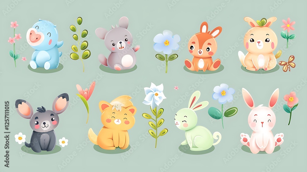 Fototapeta premium Spring Animals Expressing Various Emotions