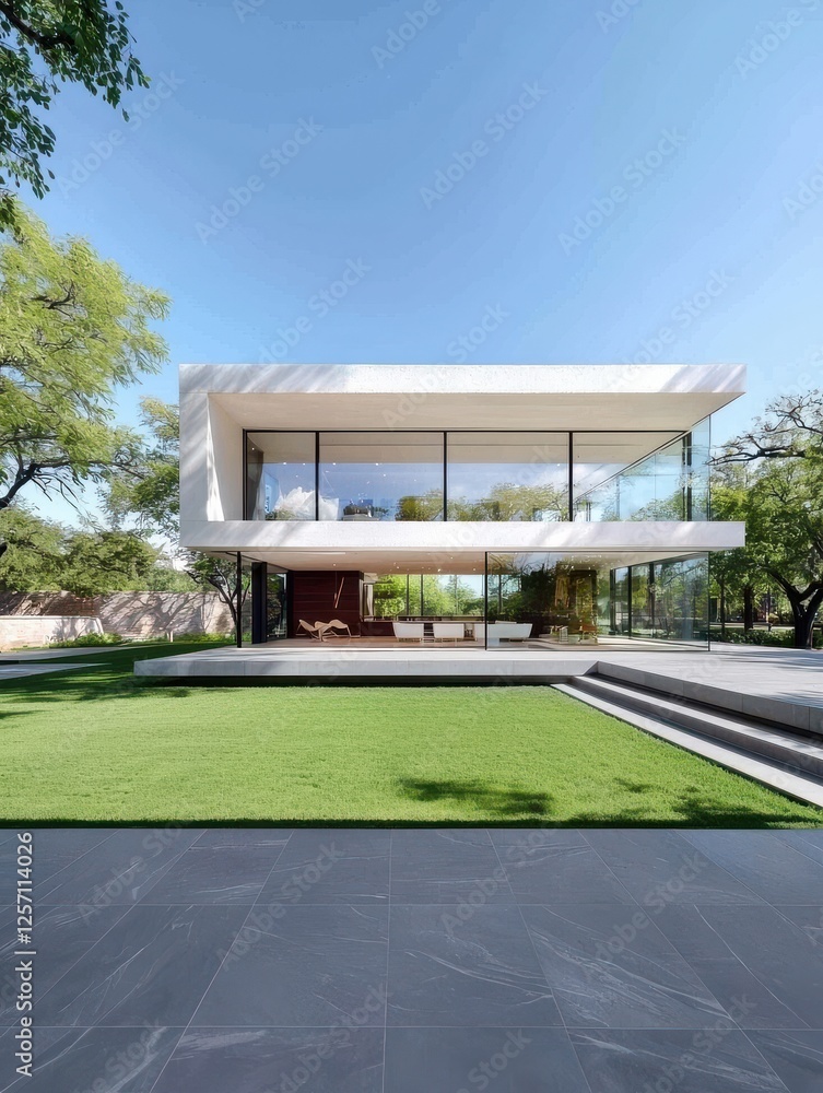 Contemporary Minimalist House Surrounded By Lush Greenery