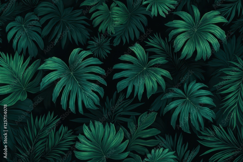 Fototapeta premium a green jungle wallpaper with dark green leaves