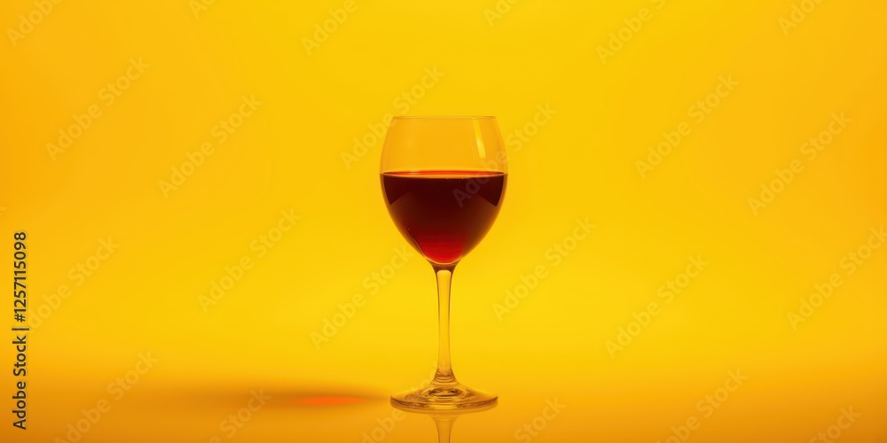 a glass of wine on a yellow background a glass of wine on a yellow background