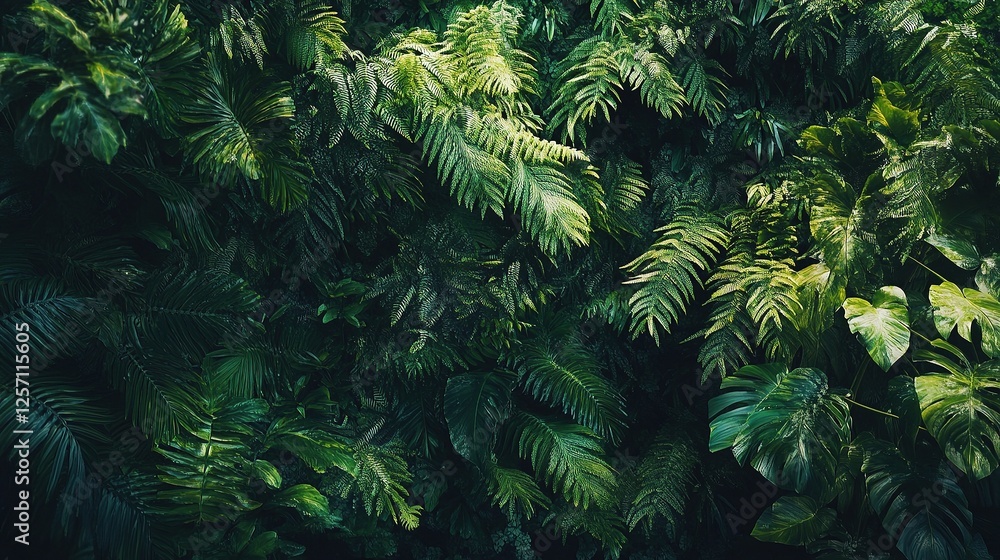 Fototapeta premium Dense Green Foliage Creating Textured Natural Wall of Vegetation