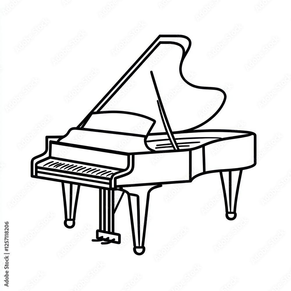 A Simple Line Drawing Of A Grand Piano A Simple Line Drawing Of A Grand Piano
