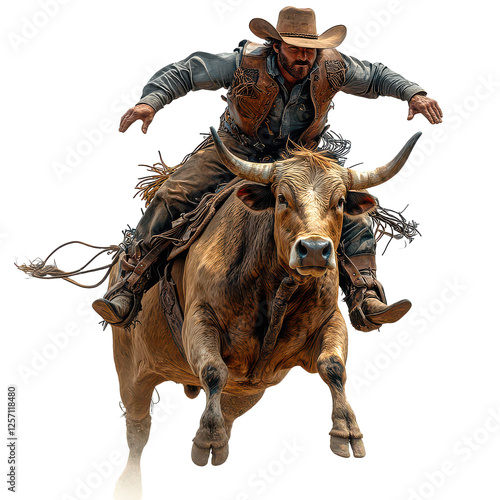 Bull Riding isolated on transparent background