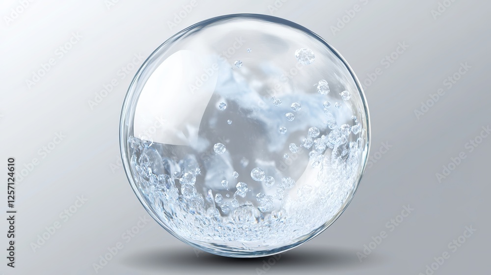 Ice Bubble Isolated on Transparent Background: Crystal Clear and Refreshing Design Element