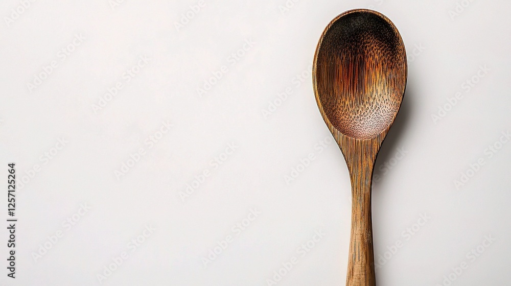 Isolated Wooden Spoon on White Background with Natural Texture Isolated Wooden Spoon on White Background with Natural Texture