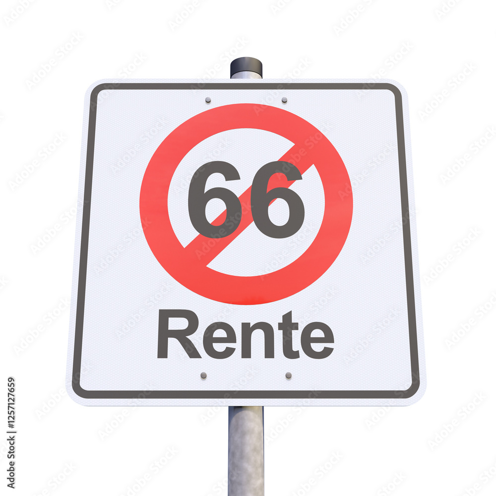 Φωτογραφία Verkehrsschild - Aufgehoben - Arbeit Rente 66 - Freisteller - Freigestellt