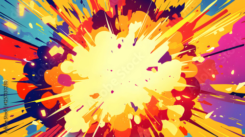 Vibrant Explosion of Color Burst with Dynamic Abstract Shapes Design
