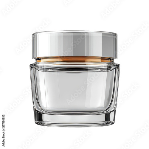 Blank packaging clear cosmetic cream pot or glass jar isolated on transparent background