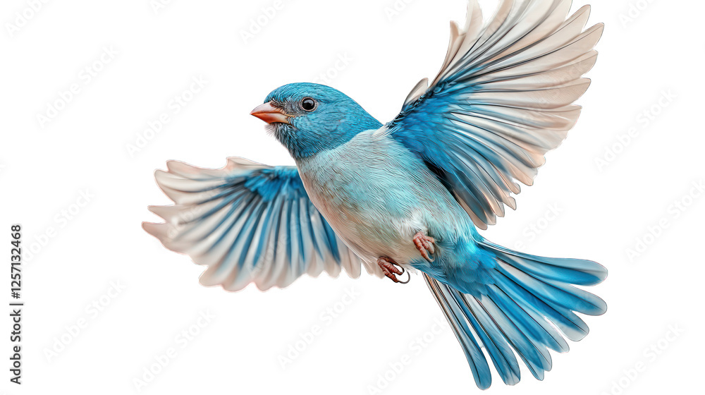 Obraz premium blue green bird flying isolated on white background