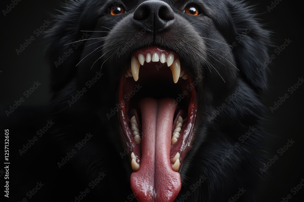 a black dog with its mouth open and its teeth showing a black dog with its mouth open and its teeth showing
