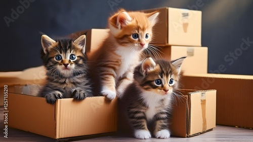 GeneratKittens Exploring Cardboard Boxes        