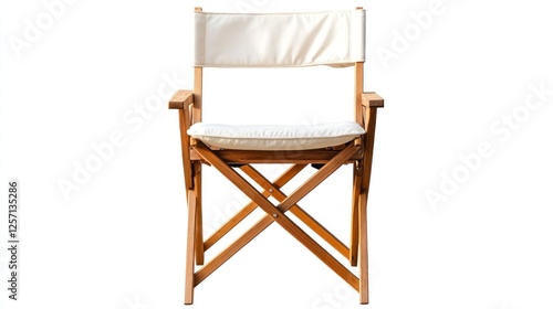 Wooden folding director's chair isolated on white