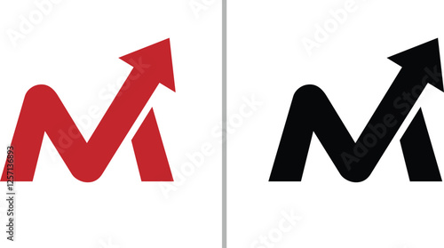 Letter M Arrow Logo design inspiration, letter m marketing logo vector