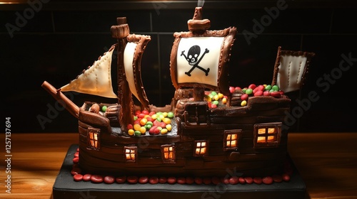 Delicious Chocolate Pirate Ship Cake Design