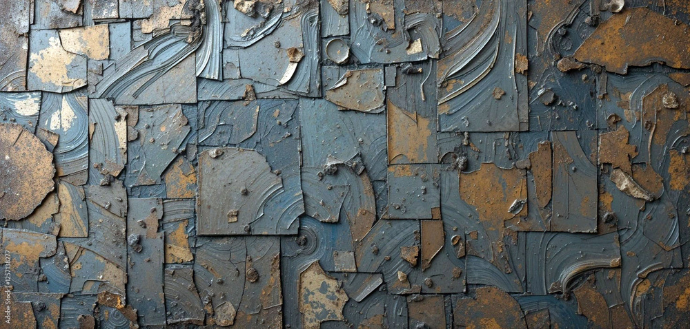 Obraz premium Vintage Rusted Iron Surface Background with Weathered and Grunge Effect - Patterns Background