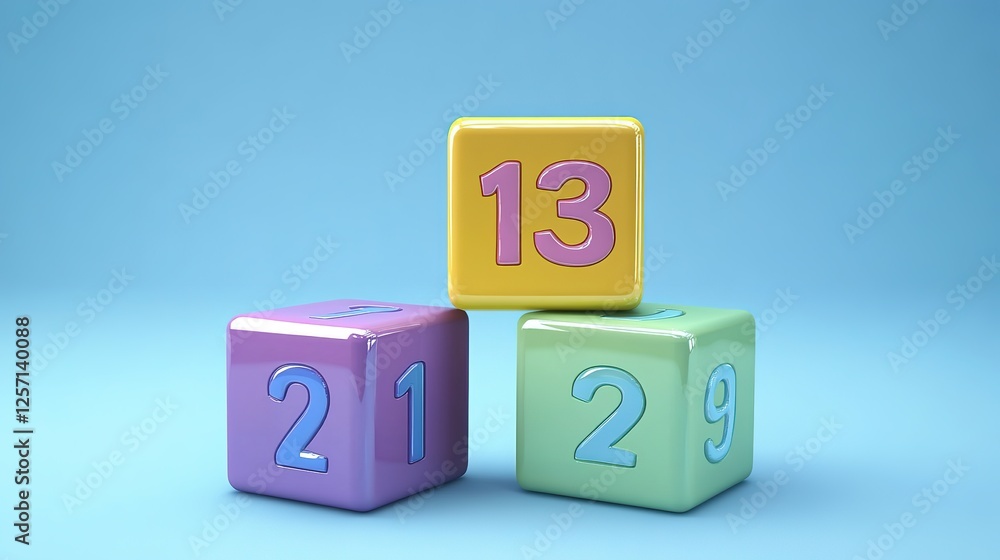 Preschool Number 123 Block 3D Icon Isolated on Illustration Background: One, Two, Three Education Cube Brick Concept for School Learning and Child Play Preschool Number 123 Block 3D Icon Isolated on Illustration Background: One, Two, Three Education Cube Brick Concept for School Learning and Child Play