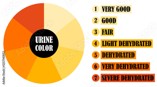 Urine color chart analysis icons collection set on white background. urine color vector / transparent yellow orange. Urine color chart dehydration levels. Urine color chart health guide. pee chart.  