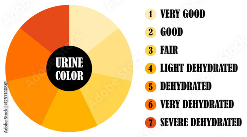 Urine color chart analysis icon set. Art design pee urine color diagram template. Urine color chart. Pee hydration and dehydration test. Urine color chart hydration levels. pee hydration levels chart.