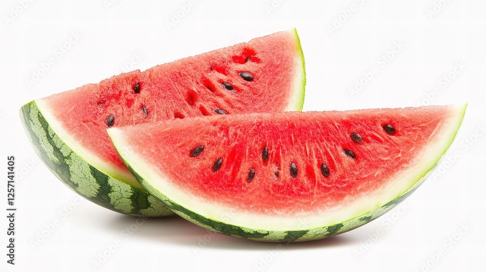 Fresh Slice of Watermelon Isolated on Bright White Background Fresh Slice of Watermelon Isolated on Bright White Background