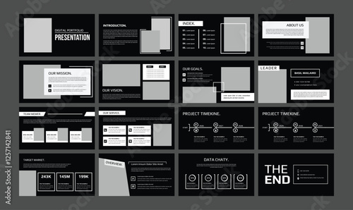 PowerPoint business presentation template. Abstract white, yellow, slides. Brochure cover design, cover design, proposal, pitch deck, google slides,