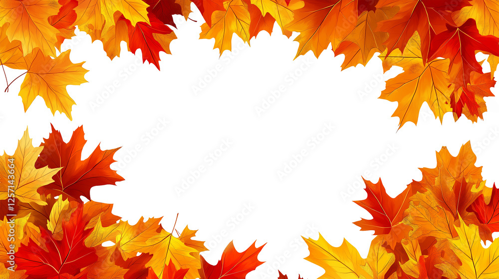 Fototapeta premium Autumn leaves frame black background fall foliage nature design