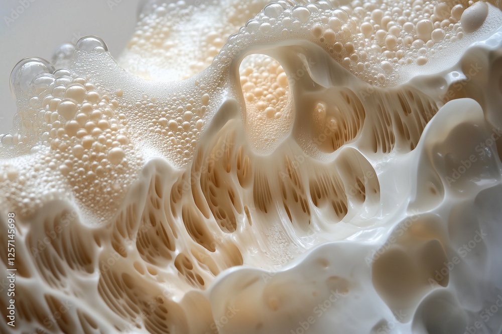 Creamy waves splashing upward, intricate textures and droplets glowing under natural light. Creamy waves splashing upward, intricate textures and droplets glowing under natural light.