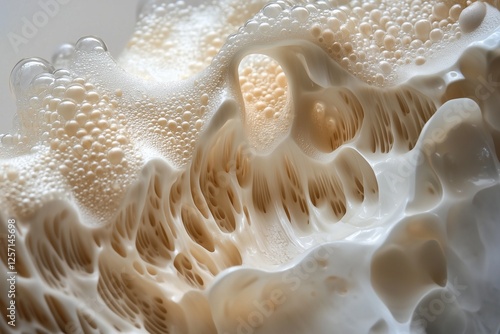 Wallpaper Mural Creamy waves splashing upward, intricate textures and droplets glowing under natural light. Torontodigital.ca