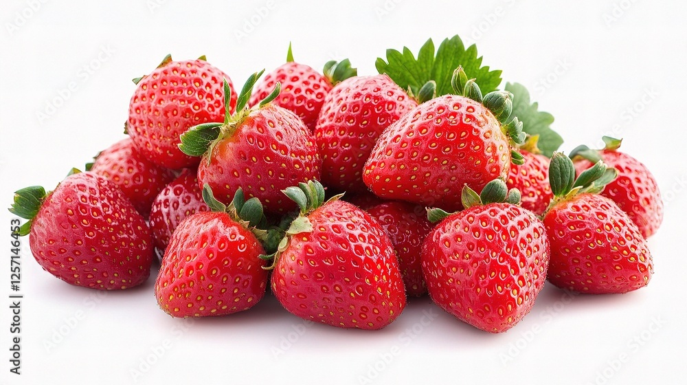 Fresh Strawberries Arranged Neatly on a White Background Fresh Strawberries Arranged Neatly on a White Background